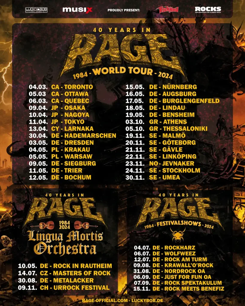Rage 40 YEARS IN RAGE WORLD TOUR 2024